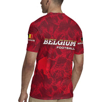 Belgium Rugby Jersey with Football Red Map Crest Rose Spirit