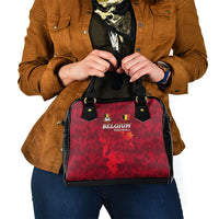 Belgium Shoulder Handbag with Football Red Map Crest Rose Spirit