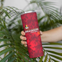 Belgium Skinny Tumbler with Football Red Map Crest Rose Spirit