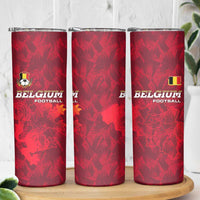 Belgium Skinny Tumbler with Football Red Map Crest Rose Spirit