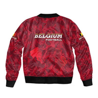 Belgium Sleeve Zip Bomber Jacket with Football Red Map Crest Rose Spirit