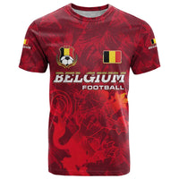 Belgium T Shirt with Football Red Map Crest Rose Spirit