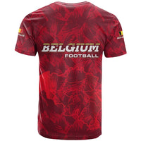Belgium T Shirt with Football Red Map Crest Rose Spirit