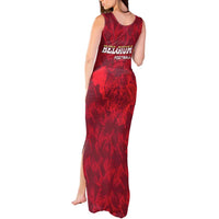 Belgium Tank Maxi Dress with Football Red Map Crest Rose Spirit