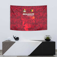 Belgium Tapestry with Football Red Map Crest Rose Spirit