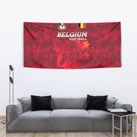 Belgium Tapestry with Football Red Map Crest Rose Spirit