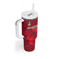 Belgium Tumbler With Handle with Football Red Map Crest Rose Spirit