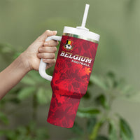 Belgium Tumbler With Handle with Football Red Map Crest Rose Spirit