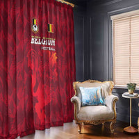Belgium Window Curtain with Football Red Map Crest Rose Spirit