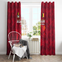 Belgium Window Curtain with Football Red Map Crest Rose Spirit