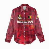 Belgium Women Casual Shirt with Football Red Map Crest Rose Spirit