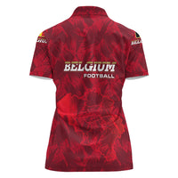 Belgium Women Polo Shirt with Football Red Map Crest Rose Spirit