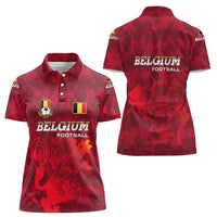 Belgium Women Polo Shirt with Football Red Map Crest Rose Spirit