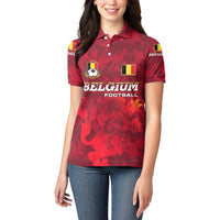 Belgium Women Polo Shirt with Football Red Map Crest Rose Spirit