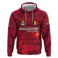 Belgium Zip Hoodie with Football Red Map Crest Rose Spirit