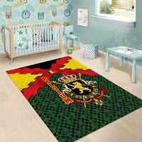 Belgium Area Rug with Royal Coat of Arms Crown Lion Red Green Checker Spirit