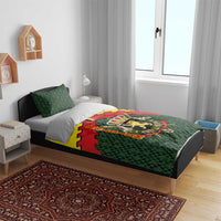 Belgium Bedding Set with Royal Coat of Arms Crown Lion Red Green Checker Spirit
