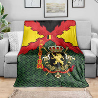 Belgium Blanket with Royal Coat of Arms Crown Lion Red Green Checker Spirit