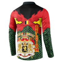 Belgium Button Sweatshirt with Royal Coat of Arms Crown Lion Red Green Checker Spirit