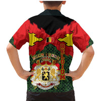 Belgium Family Matching Mermaid Dress and Hawaiian Shirt with Royal Coat of Arms Crown Lion Red Green Checker Spirit