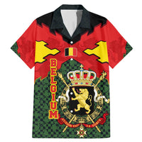Belgium Family Matching Mermaid Dress and Hawaiian Shirt with Royal Coat of Arms Crown Lion Red Green Checker Spirit