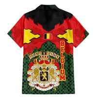 Belgium Family Matching Mermaid Dress and Hawaiian Shirt with Royal Coat of Arms Crown Lion Red Green Checker Spirit