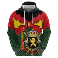 Belgium Hoodie with Royal Coat of Arms Crown Lion Red Green Checker Spirit