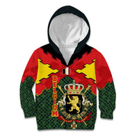 Belgium Kid Hoodie with Royal Coat of Arms Crown Lion Red Green Checker Spirit