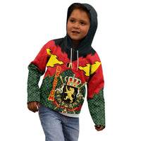 Belgium Kid Hoodie with Royal Coat of Arms Crown Lion Red Green Checker Spirit
