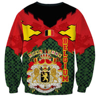 Belgium Sweatshirt with Royal Coat of Arms Crown Lion Red Green Checker Spirit