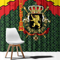 Belgium Window Curtain with Royal Coat of Arms Crown Lion Red Green Checker Spirit