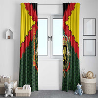 Belgium Window Curtain with Royal Coat of Arms Crown Lion Red Green Checker Spirit