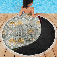 Belgium Beach Blanket with Grand Place Brussels Art Nouveau Floral Spirit