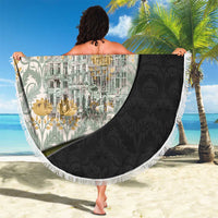 Belgium Beach Blanket with Grand Place Brussels Art Nouveau Floral Spirit