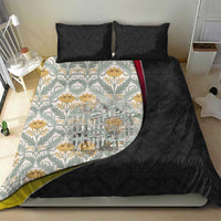 Belgium Bedding Set with Grand Place Brussels Art Nouveau Floral Spirit