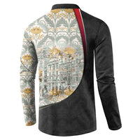 Belgium Button Sweatshirt with Grand Place Brussels Art Nouveau Floral Spirit