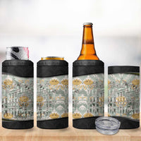 Belgium 4 in 1 Can Cooler Tumbler with Grand Place Brussels Art Nouveau Floral Spirit