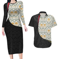 Belgium Couples Matching Long Sleeve Bodycon Dress and Hawaiian Shirt with Grand Place Brussels Art Nouveau Floral Spirit