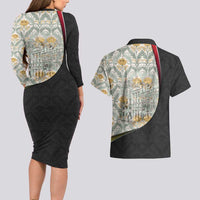 Belgium Couples Matching Long Sleeve Bodycon Dress and Hawaiian Shirt with Grand Place Brussels Art Nouveau Floral Spirit