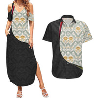 Belgium Couples Matching Summer Maxi Dress and Hawaiian Shirt with Grand Place Brussels Art Nouveau Floral Spirit