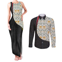 Belgium Couples Matching Tank Maxi Dress and Long Sleeve Button Shirt with Grand Place Brussels Art Nouveau Floral Spirit