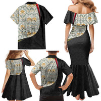 Belgium Family Matching Mermaid Dress and Hawaiian Shirt with Grand Place Brussels Art Nouveau Floral Spirit