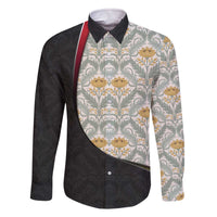 Belgium Family Matching Off The Shoulder Long Sleeve Dress and Hawaiian Shirt with Grand Place Brussels Art Nouveau Floral Spirit