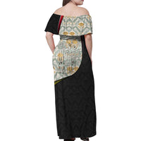 Belgium Family Matching Off Shoulder Maxi Dress and Hawaiian Shirt with Grand Place Brussels Art Nouveau Floral Spirit