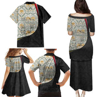 Belgium Family Matching Puletasi and Hawaiian Shirt with Grand Place Brussels Art Nouveau Floral Spirit