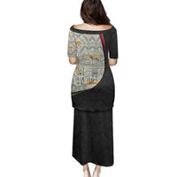 Belgium Family Matching Puletasi and Hawaiian Shirt with Grand Place Brussels Art Nouveau Floral Spirit