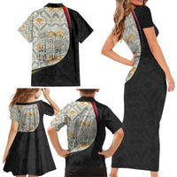 Belgium Family Matching Short Sleeve Bodycon Dress and Hawaiian Shirt with Grand Place Brussels Art Nouveau Floral Spirit