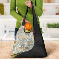 Belgium Grocery Bag with Grand Place Brussels Art Nouveau Floral Spirit