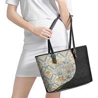 Belgium Leather Tote Bag with Grand Place Brussels Art Nouveau Floral Spirit