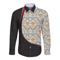 Belgium Long Sleeve Button Shirt with Grand Place Brussels Art Nouveau Floral Spirit